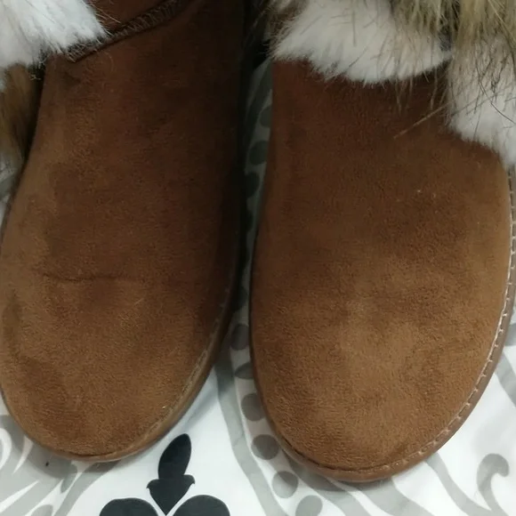 Ladies rabbit fur faux fur inside suede boots SZ 39 (8) - Picture 7 of 9
